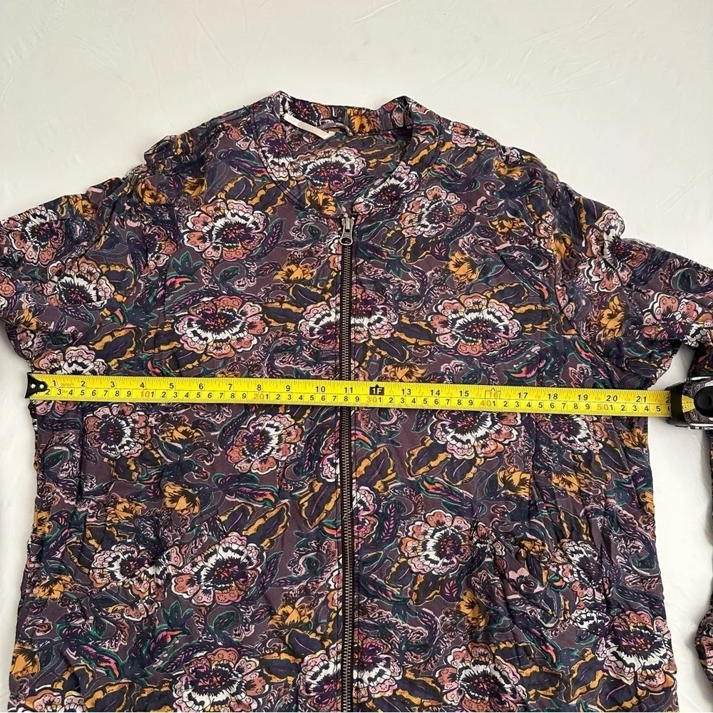 Free People multicolor blue violet floral soft print balloon sleeve jacket